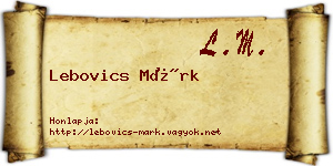 Lebovics Márk névjegykártya